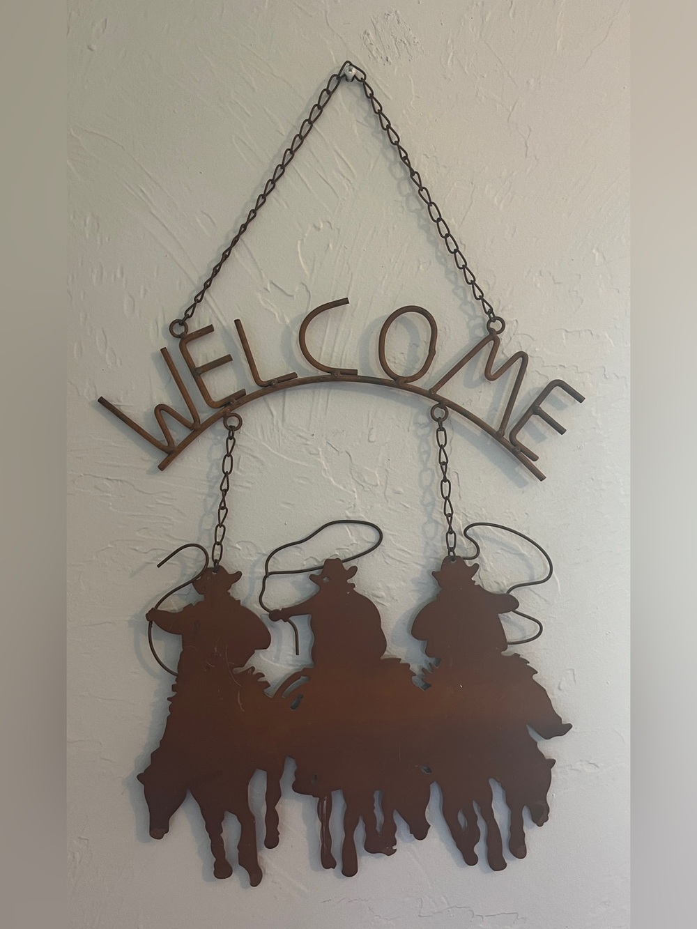 Western Cowboy Welcome Wall Decor Rustic Brown Metal
